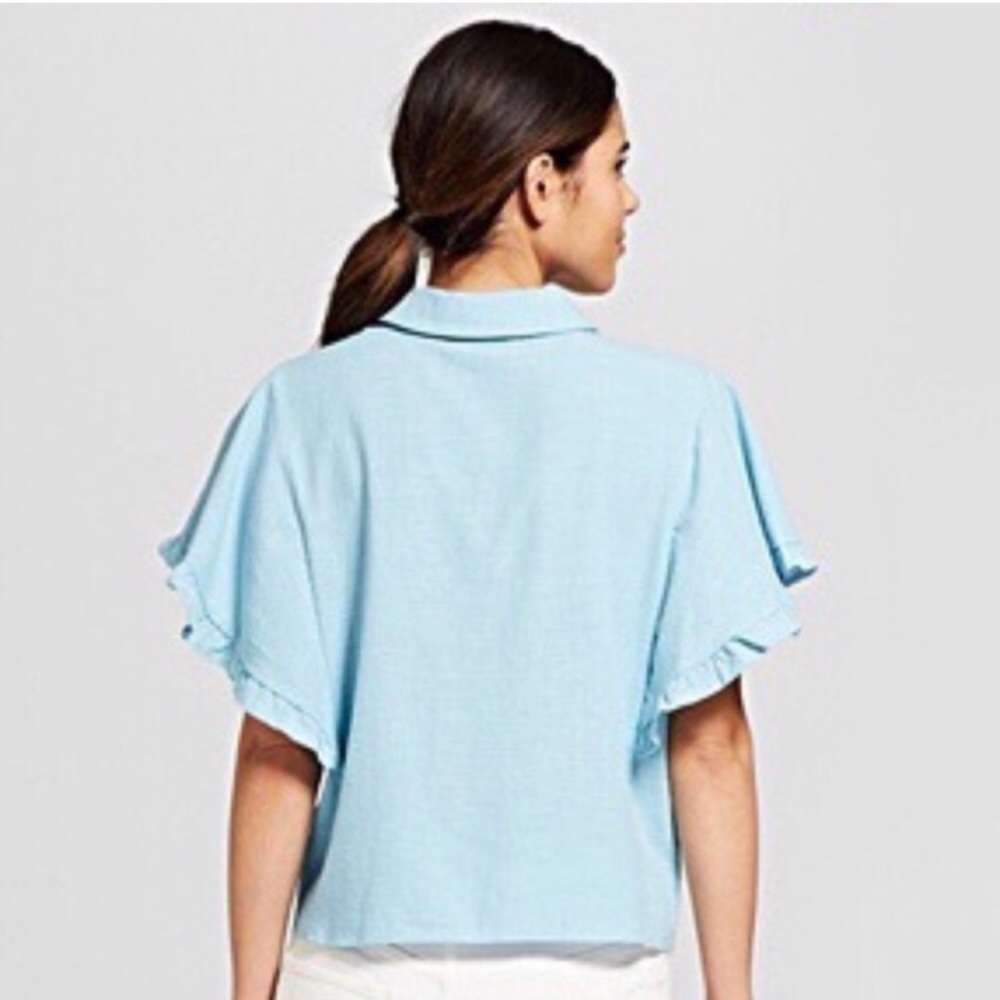 Universal Thread Ruffle Sleeve Button-Down Top - Picture 3 of 6